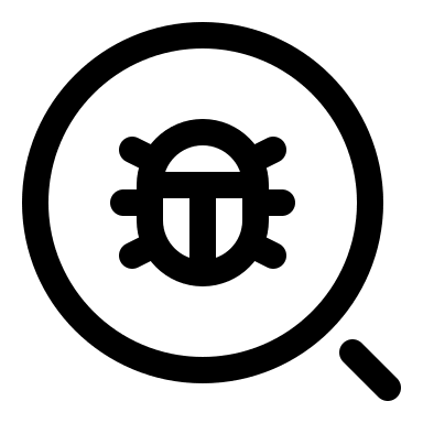 Minimalistic Bug Magnifier (Linear) Free Open-Source SVG Icon (Solar)