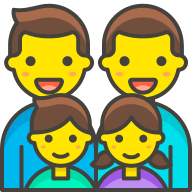 Family of Four: Man, Man, Girl, Boy (Streamline Emo Free Open-Source SVG Icon