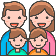 Family of Four: Man, Woman, and Two Boys (Streamline Emo Free Open-Source SVG Icon