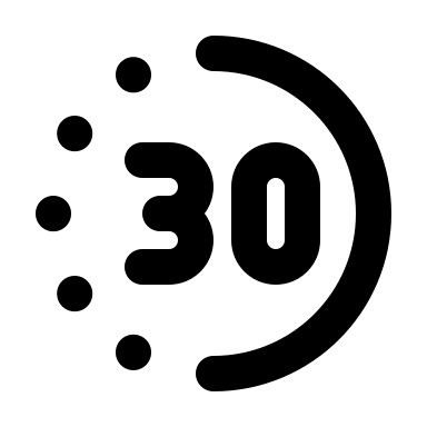 30 Minutes Duration Timer Free Open-Source SVG Icon (Tabler Icons)