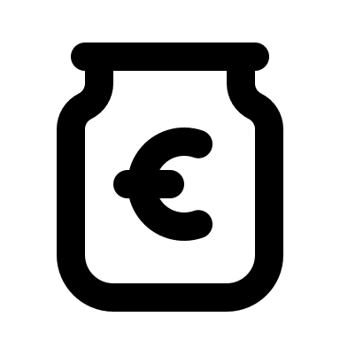 Euro Tip Jar Free Open-Source SVG Icon (Tabler Icons)