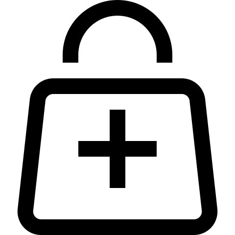 Bag with Plus Sign (Outline) Free Open-Source SVG Icon (Teenyicons)