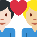 Couple with Heart: Man-Man (Light Skin Tone & Medium Light Skin Free Open-Source SVG Icon