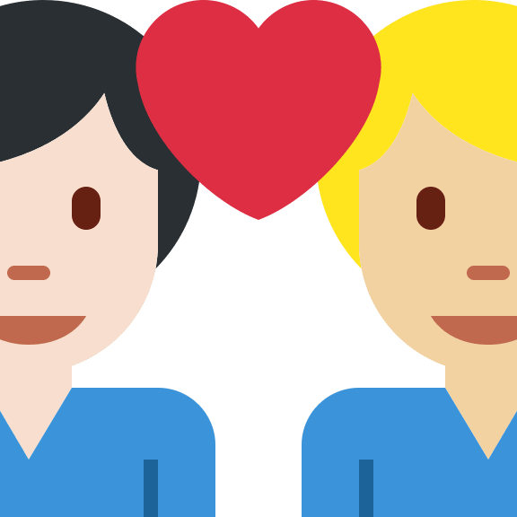 Couple with Heart: Man-Man (Light Skin Tone & Medium Light Skin Free Open-Source SVG Icon (Twitter Emoji)