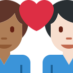 Couple with Heart: Man and Man (Medium Dark and Light Skin T Free Open-Source SVG Icon