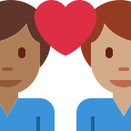 Couple with Heart (Man-Man) Emoji (Medium Dark Skin Tone & Free Open-Source SVG Icon