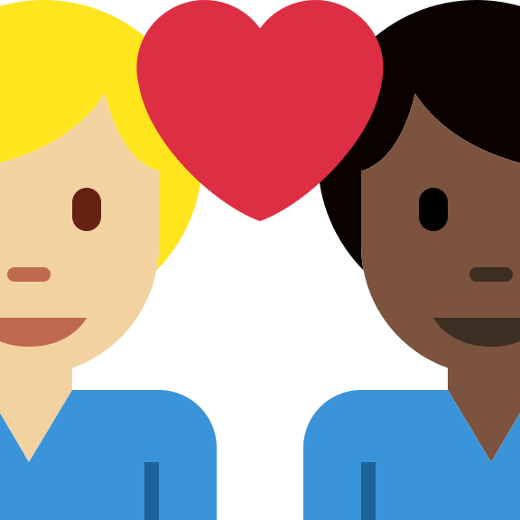 Couple with Heart: Man and Man (Medium-Light Skin Tone and Dark Free Open-Source SVG Icon (Twitter Emoji)