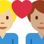 Couple With Heart: Man and Man (Medium Light Skin Tone & Medium Free Open-Source SVG Icon