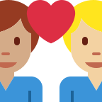 Couple with Heart: Man and Man (Medium Skin Tone & Medium Light Free Open-Source SVG Icon