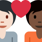 Couple with Heart (Light Skin Tone and Dark Skin Tone) Free Open-Source SVG Icon