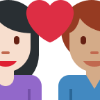 Couple With Heart: Woman and Man (Light and Medium Skin Tones Free Open-Source SVG Icon