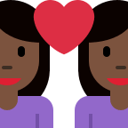 Couple With Heart: Woman and Woman (Dark Skin Tone) Free Open-Source SVG Icon