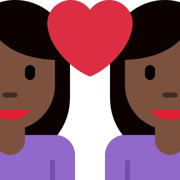 Couple With Heart: Woman and Woman (Dark Skin Tone) Free Open-Source SVG Icon (Twitter Emoji)