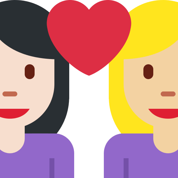 Couple with Heart: Woman and Woman (Light and Medium Light Skin T Free Open-Source SVG Icon (Twitter Emoji)