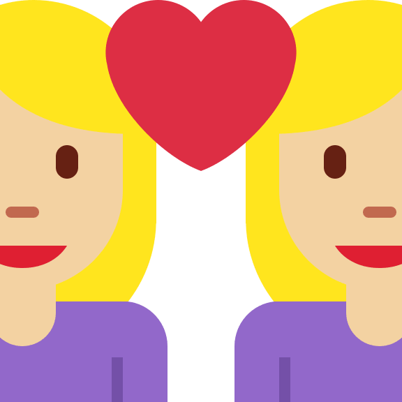 Couple With Heart: Woman-Woman (Medium Light Skin Tone) Free Open-Source SVG Icon (Twitter Emoji)