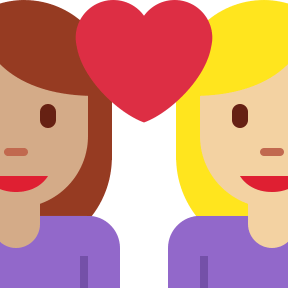 Couple with Heart: Woman-Woman (Medium Skin Tone, Medium-Light Free Open-Source SVG Icon (Twitter Emoji)