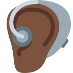 Dark Skin Tone Ear with Hearing Aid Free Open-Source SVG Icon