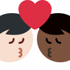 Kiss Between Men with Light and Dark Skin Tones (Light) Free Open-Source SVG Icon