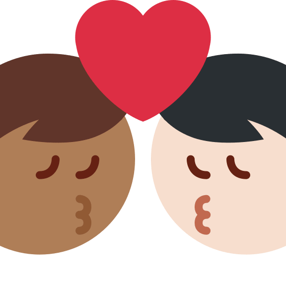 Kiss Between Two Men (Medium Dark Skin Tone and Light Skin Tone) Free Open-Source SVG Icon (Twitter Emoji)