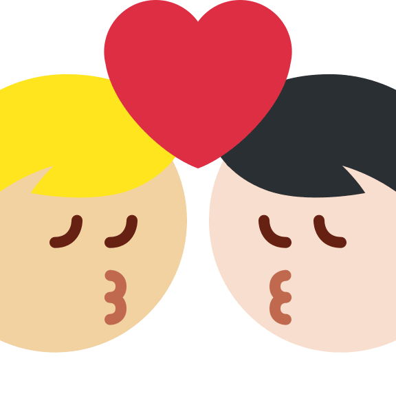 Kiss Between Two Men with Medium-Light Skin Tones (Twitter Emoji) Free Open-Source SVG Icon (Twitter Emoji)