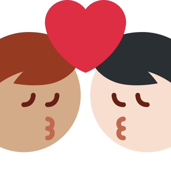 Kiss Between Men with Medium and Light Skin Tones Free Open-Source SVG Icon (Twitter Emoji)