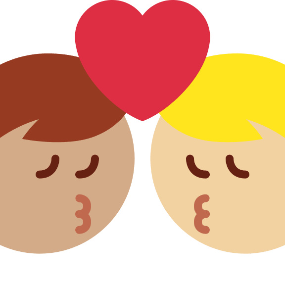 Kiss Between Two Men (Medium Skin Tone & Medium Light Skin Tone) Free Open-Source SVG Icon (Twitter Emoji)