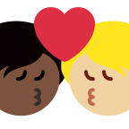 Kiss Between Two People with Dark and Medium Light Skin Tones Free Open-Source SVG Icon