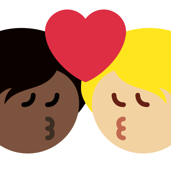 Kiss Between Two People with Dark and Medium Light Skin Tones Free Open-Source SVG Icon (Twitter Emoji)