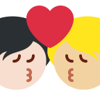 Kiss Between Two People (Light Skin Tone and Medium Light Skin Tone) Free Open-Source SVG Icon