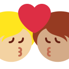 Kiss Between Two People with Medium Light Skin Tone and Medium Skin Tone Free Open-Source SVG Icon