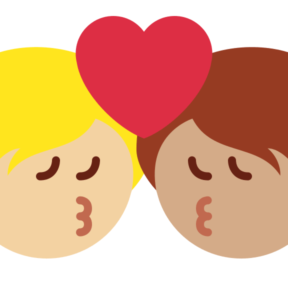 Kiss Between Two People with Medium Light Skin Tone and Medium Skin Tone Free Open-Source SVG Icon (Twitter Emoji)