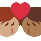 Kiss Between Two People (Medium Skin Tone and Medium Dark Skin Tone) Free Open-Source SVG Icon