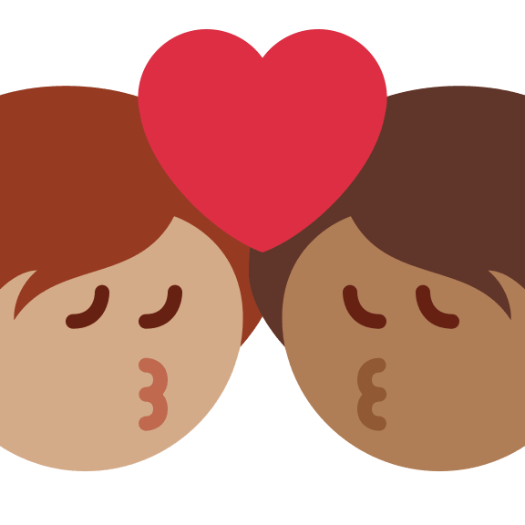 Kiss Between Two People (Medium Skin Tone and Medium Dark Skin Tone) Free Open-Source SVG Icon (Twitter Emoji)