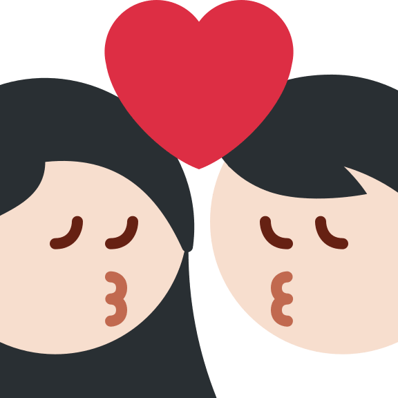 Kiss Between Woman and Man (Light Skin Tone) Free Open-Source SVG Icon (Twitter Emoji)