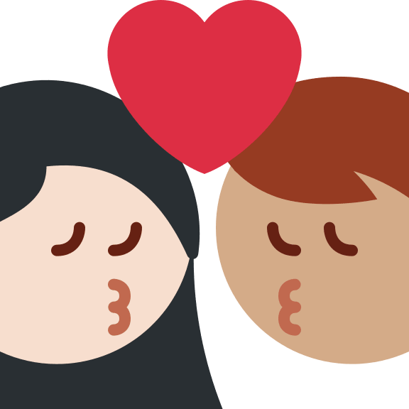 Kiss Between Woman and Man with Light and Medium Skin Tones (Twitter Free Open-Source SVG Icon (Twitter Emoji)