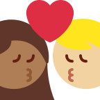 Kiss Between Woman and Man with Medium Dark and Medium Light Skin Tones Free Open-Source SVG Icon