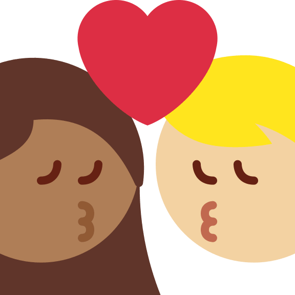 Kiss Between Woman and Man with Medium Dark and Medium Light Skin Tones Free Open-Source SVG Icon (Twitter Emoji)