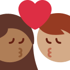 Kiss Between Woman and Man with Medium Dark and Medium Skin Tones Free Open-Source SVG Icon