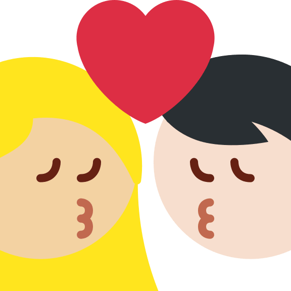 Kiss Between Woman and Man with Medium Light Skin Tone (Twitter Emoji) Free Open-Source SVG Icon (Twitter Emoji)