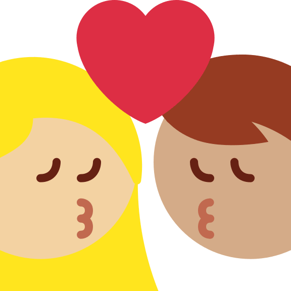 Kiss Between Woman and Man (Medium Light Skin Tone & Medium Skin Tone Free Open-Source SVG Icon (Twitter Emoji)