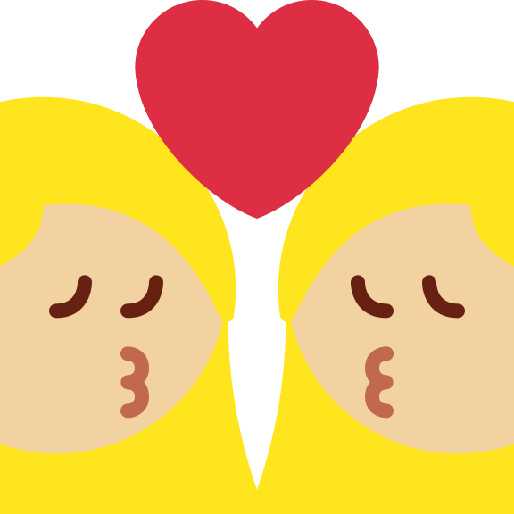 Kiss Between Two Women with Medium Light Skin Tone Free Open-Source SVG Icon (Twitter Emoji)