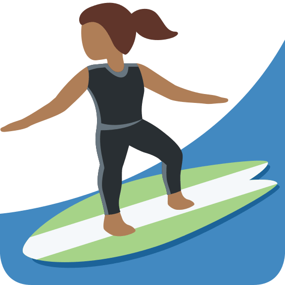 Woman Surfing with Medium Dark Skin Tone Free Open-Source SVG Icon (Twitter Emoji)
