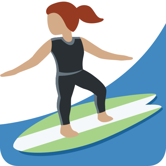 Woman Surfing with Medium Skin Tone Free Open-Source SVG Icon (Twitter Emoji)