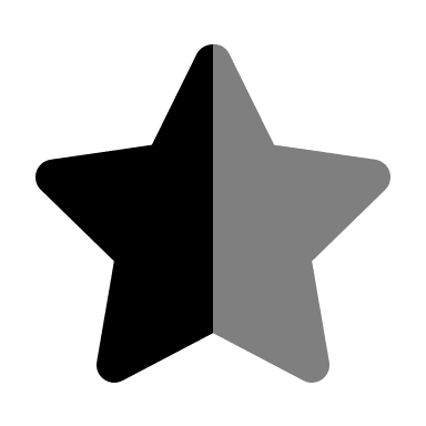 Half Star Rating (Monochrome) Free Open-Source SVG Icon (Unicons Monochrome)