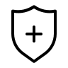 Shield with Plus Sign (Thin Line) Free Open-Source SVG Icon