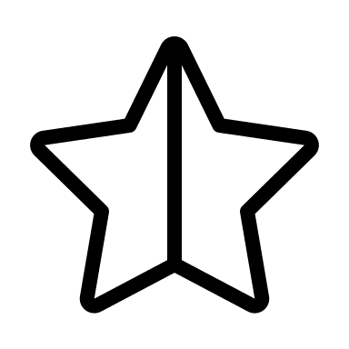 Half Star Rating (Thin Line) Free Open-Source SVG Icon (Unicons Thin Line)