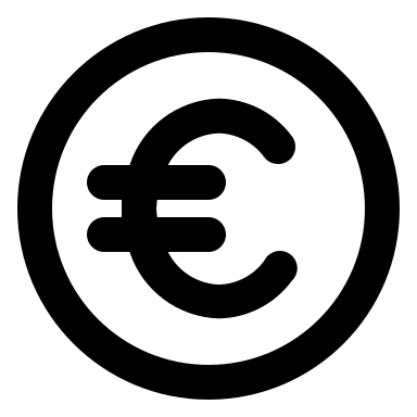 Euro Currency Symbol in Circle Free Open-Source SVG Icon (Unicons)